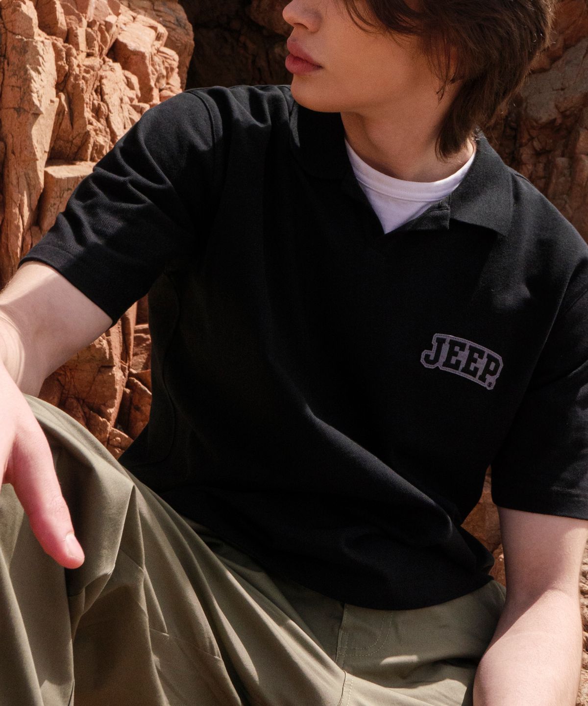 지프(JEEP) Gorpcore Applique-logo PK Shirts (JO5TSU152BK)