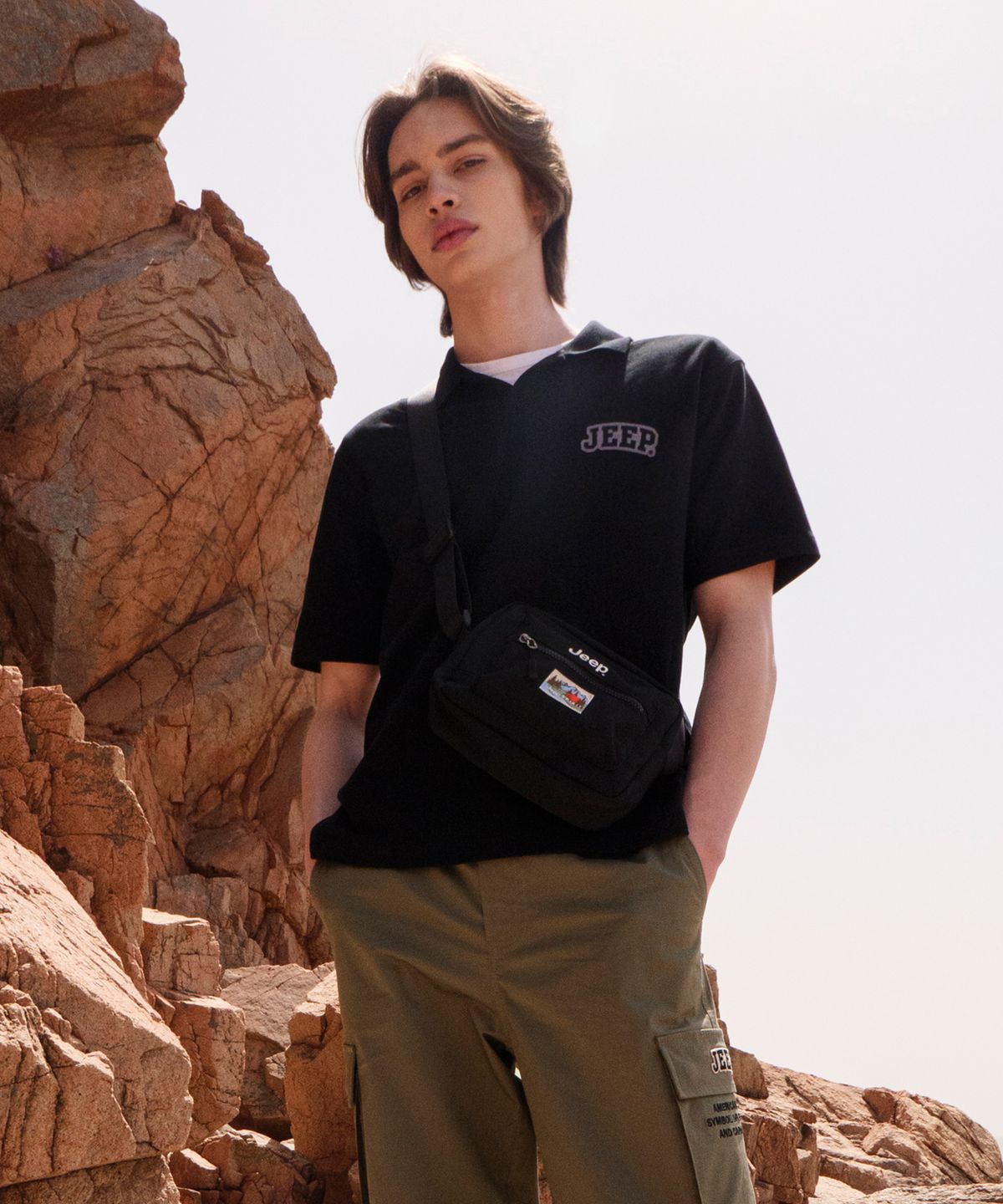 지프(JEEP) Gorpcore Applique-logo PK Shirts (JO5TSU152BK)