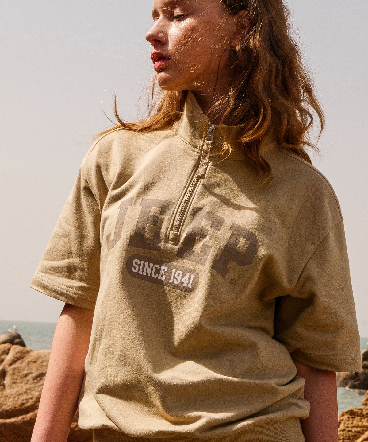 지프(JEEP) Gorpcore Big-logo Half Sleeves Sweats (JO5TSU150BE)