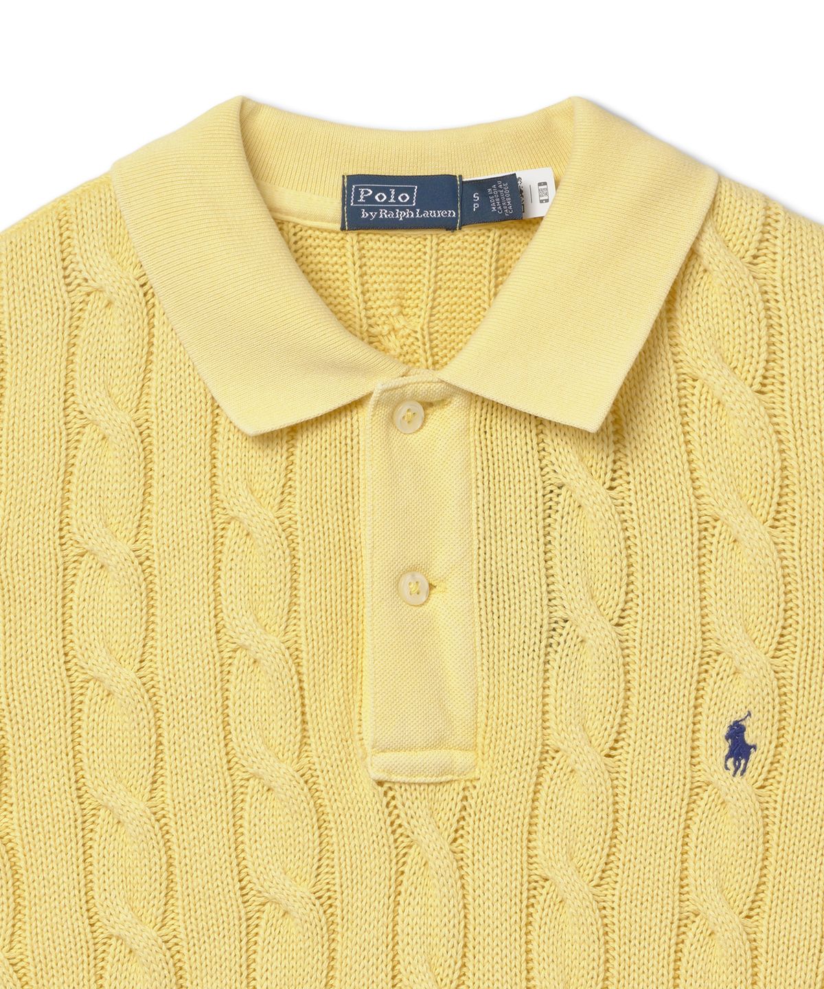 폴로 랄프 로렌(POLO RALPH LAUREN) W 슬림핏 케이블 니트 폴로 셔츠 - 옐로우