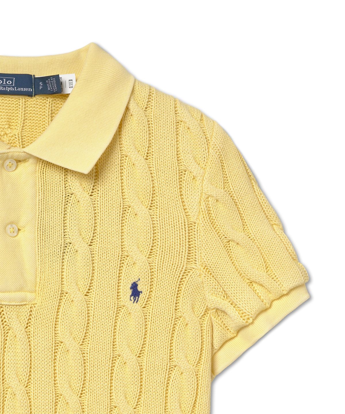 폴로 랄프 로렌(POLO RALPH LAUREN) W 슬림핏 케이블 니트 폴로 셔츠 - 옐로우