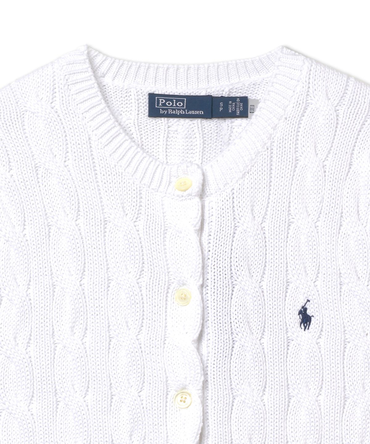 폴로 랄프 로렌(POLO RALPH LAUREN) W 케이블 니트 숏 슬리브 카디건 - 화이트