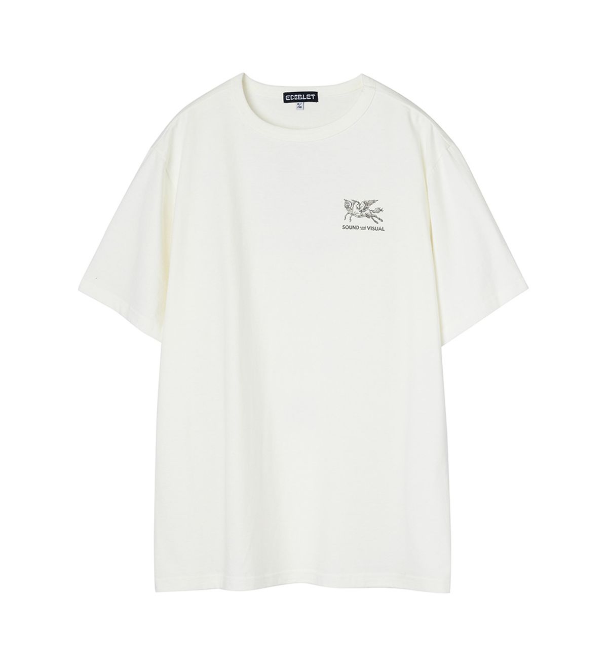 에디블렛(EDIBLET) SOUND AND VISUAL GRAPHIC 레귤러 핏 티셔츠 WHITE