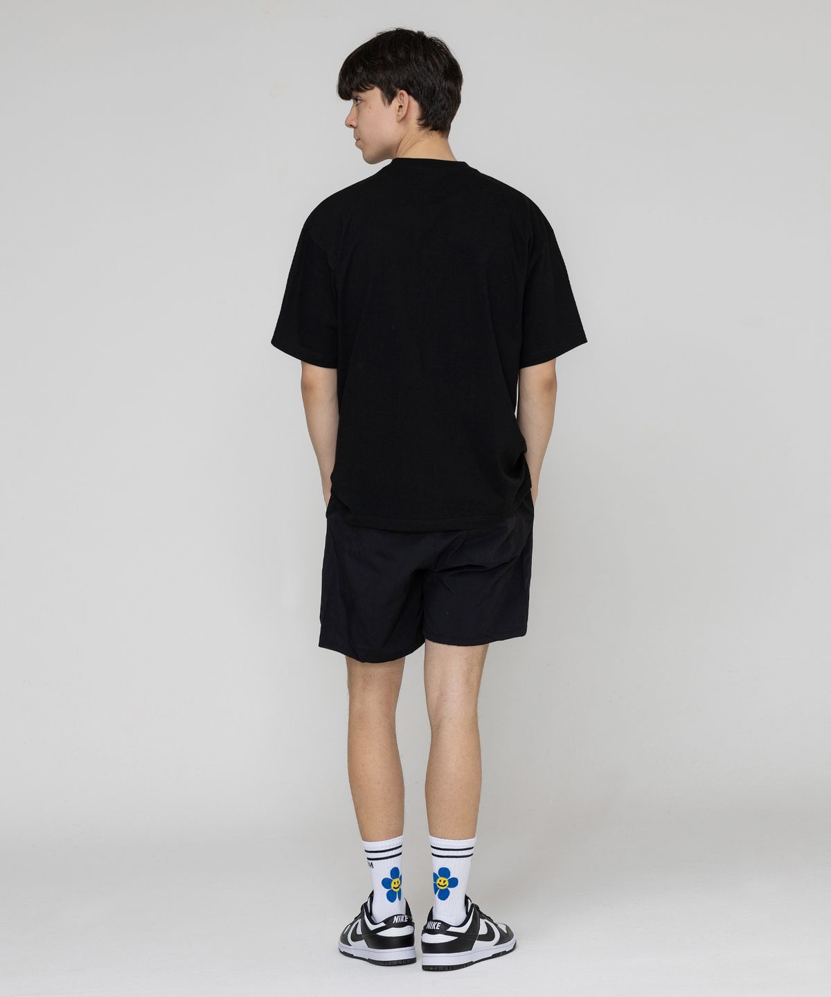 그레이버(GRAVER) [UNISEX]블루 플라워 스마일 로고 삭스 1팩_화이트