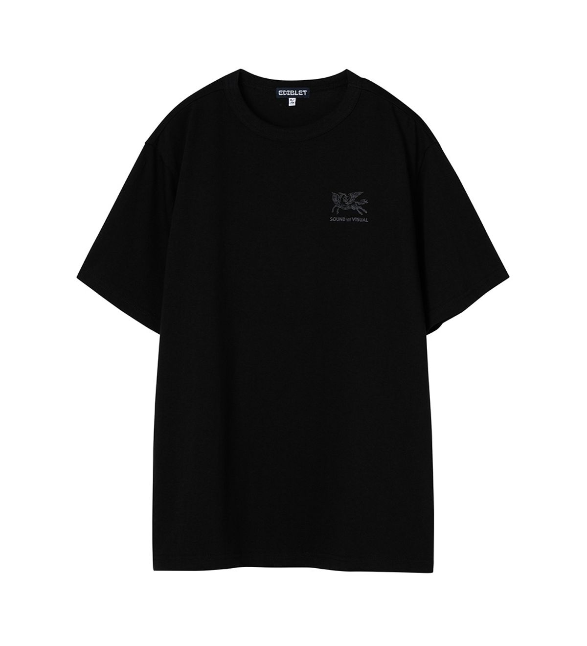 에디블렛(EDIBLET) SOUND AND VISUAL GRAPHIC 레귤러 핏 티셔츠 BLACK