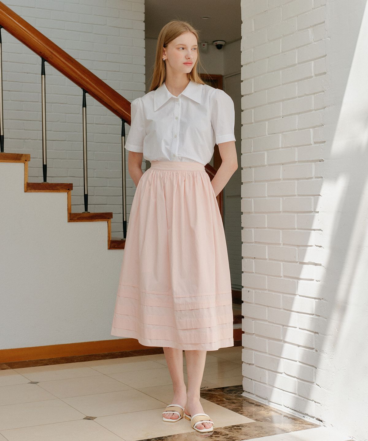 엽페(YUPPE) POINT LAYERED SKIRT_PINK