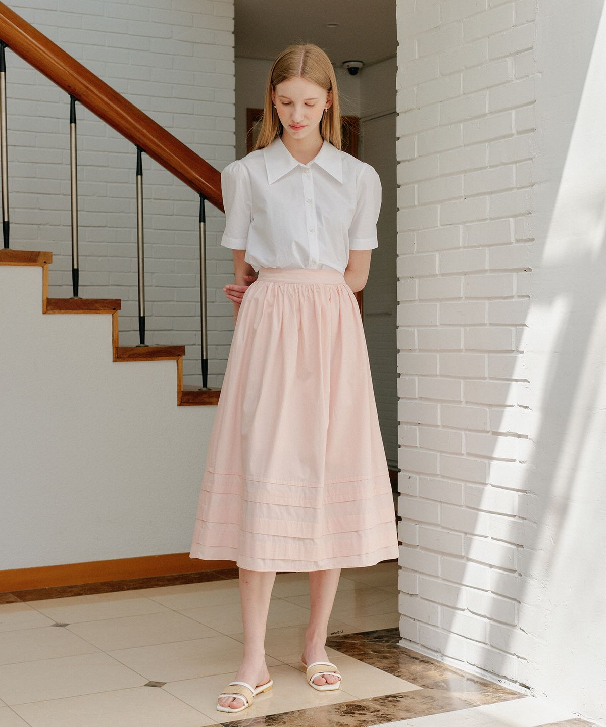 엽페(YUPPE) POINT LAYERED SKIRT_PINK