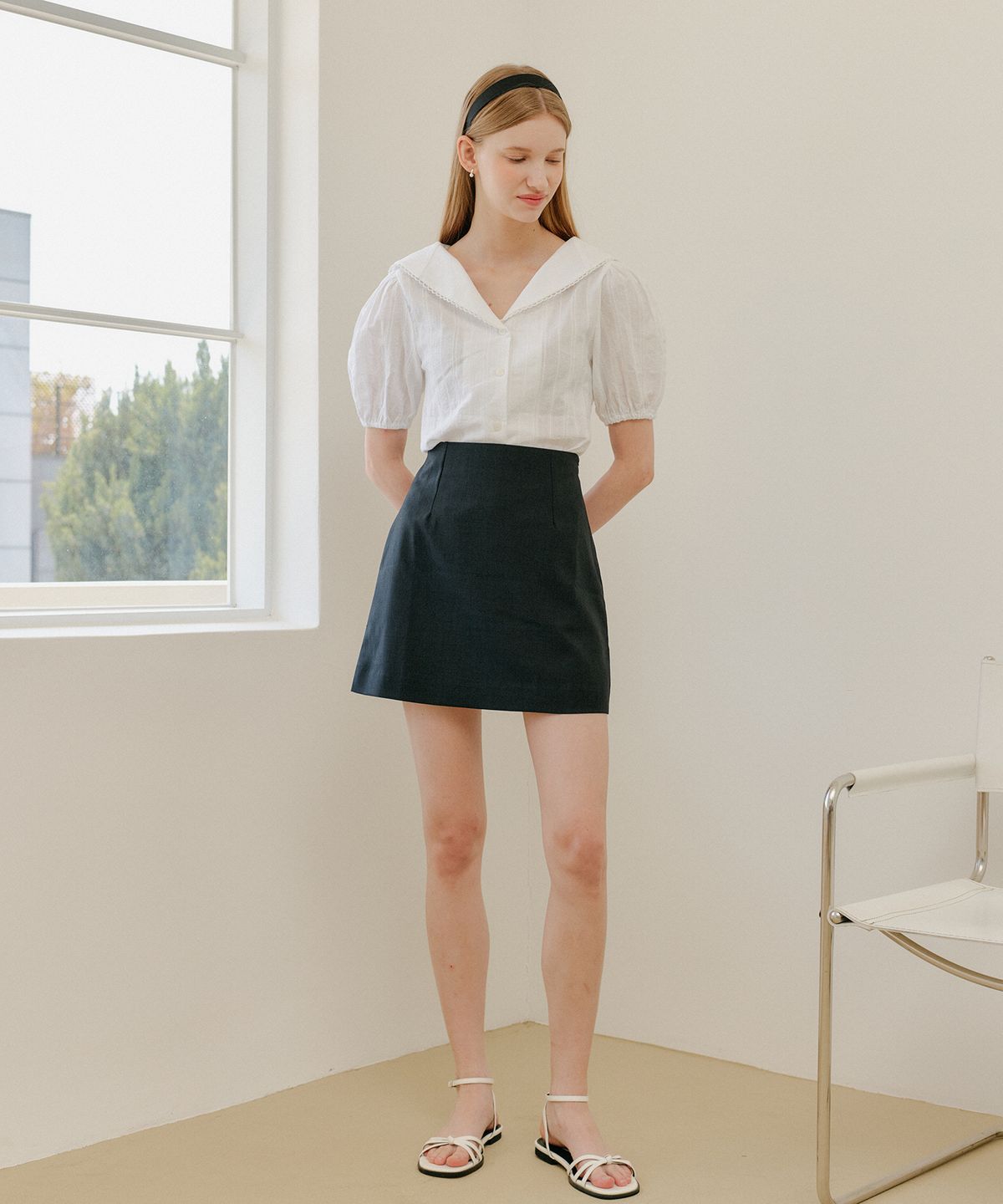 엽페(YUPPE) LINE BASIC SKIRT_BLACK