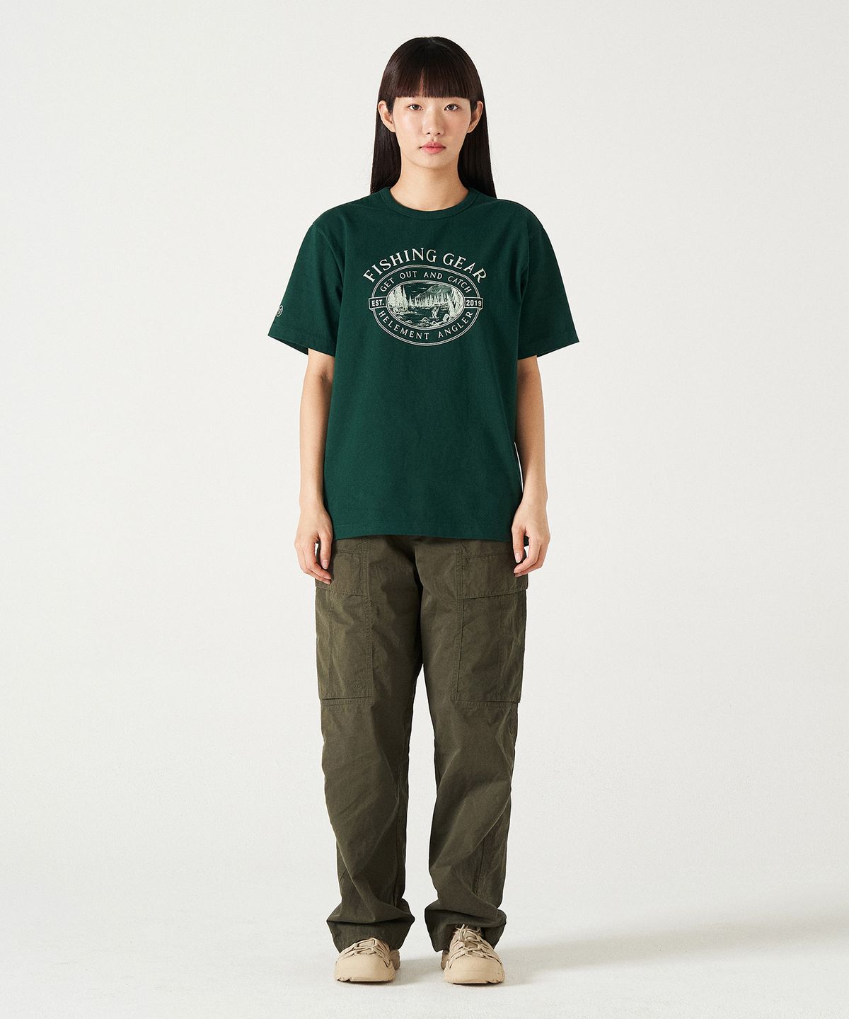 힐리먼트(HELEMENT) 앵글러 그래픽 반팔티 (GREEN)