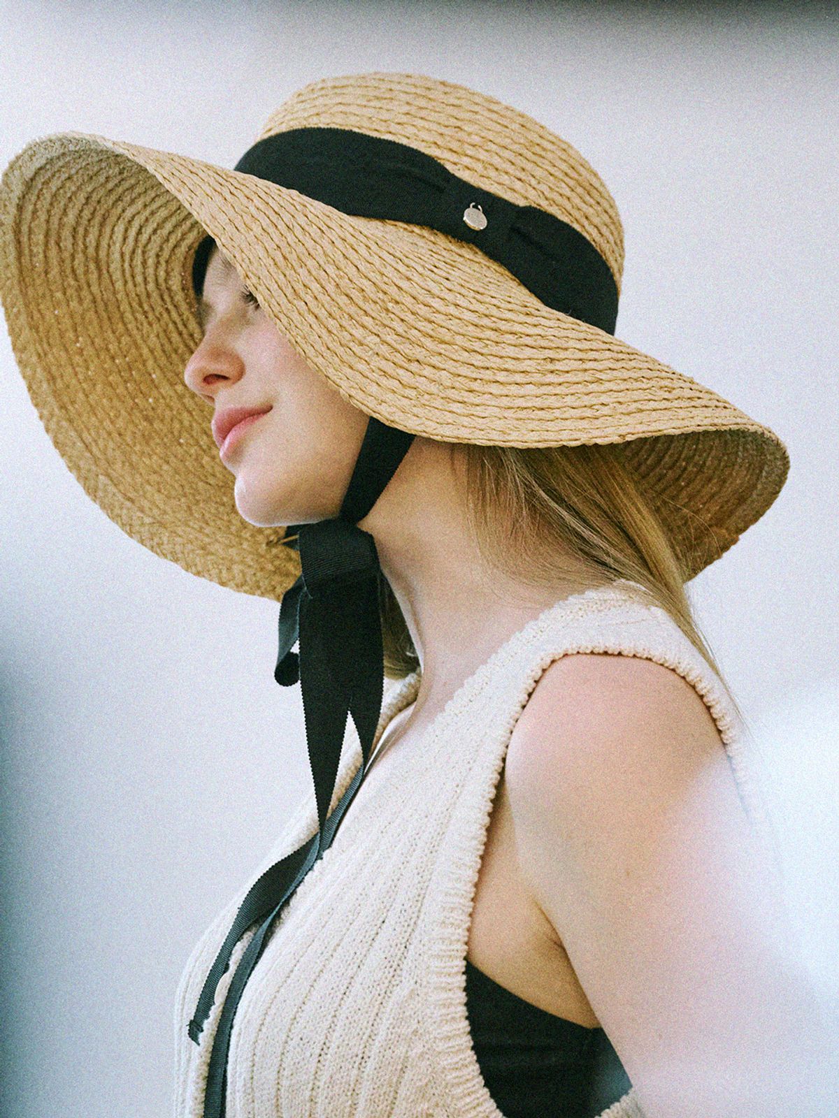 락피쉬웨더웨어(ROCKFISH WEATHERWEAR) RAFFIA BOATER HAT FLOPPY BRIM - BEIGE