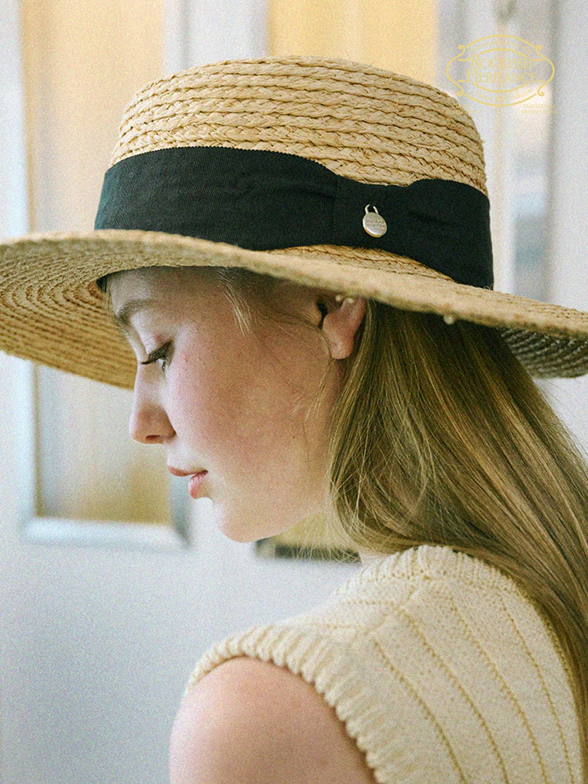 락피쉬웨더웨어(ROCKFISH WEATHERWEAR) RAFFIA BOATER HAT FLOPPY BRIM - BEIGE