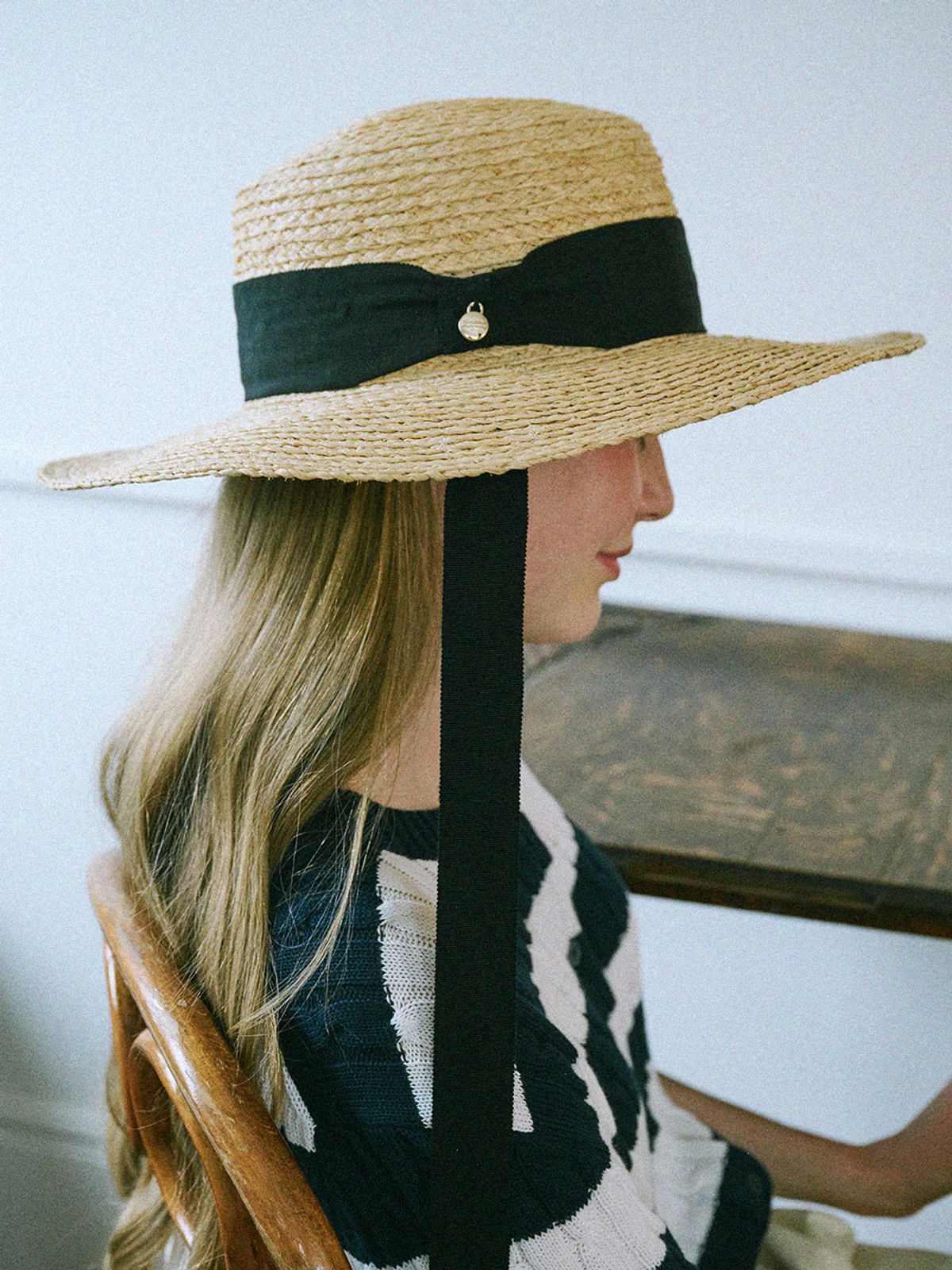 락피쉬웨더웨어(ROCKFISH WEATHERWEAR) RAFFIA BOATER HAT FLOPPY BRIM - BEIGE