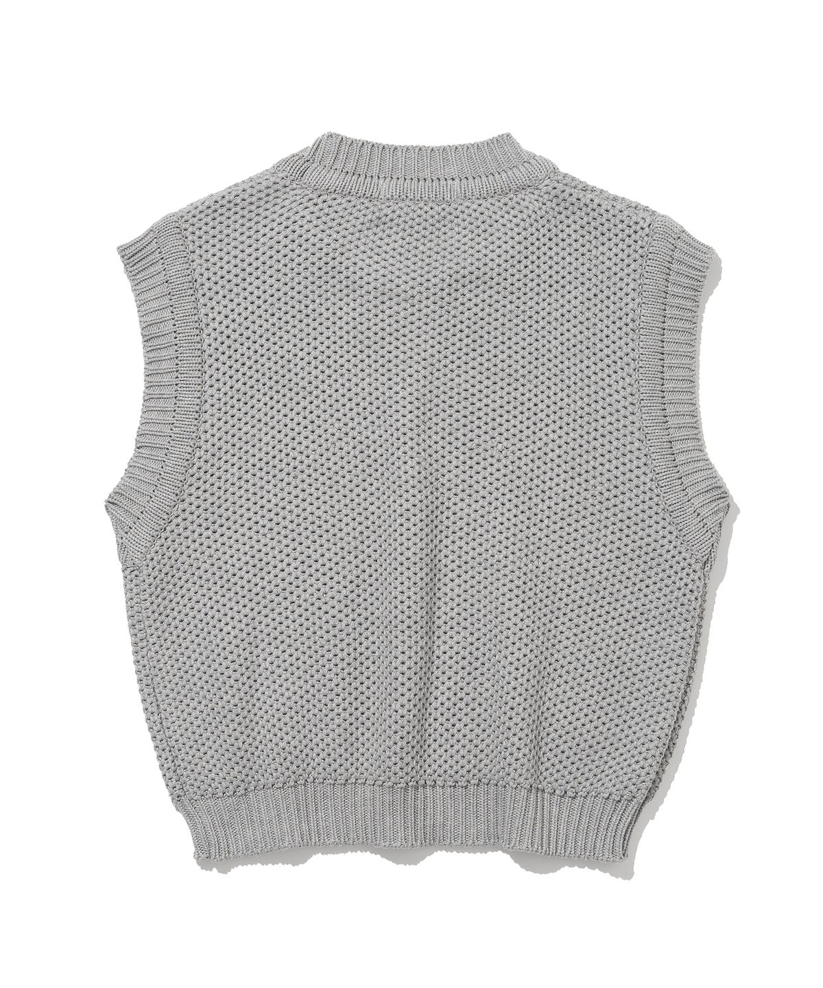 니티드(KNITTED) 코튼 내추럴 라운드 베스트 MELANGE GREY