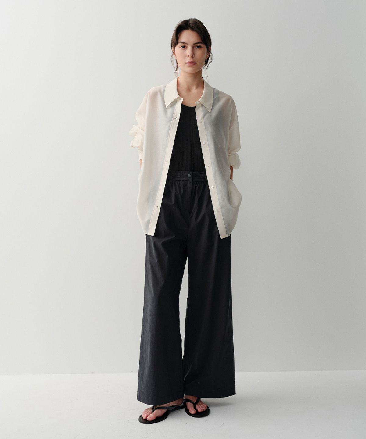 이아(EAAH) WIDE BANDING PANTS (BLACK)
