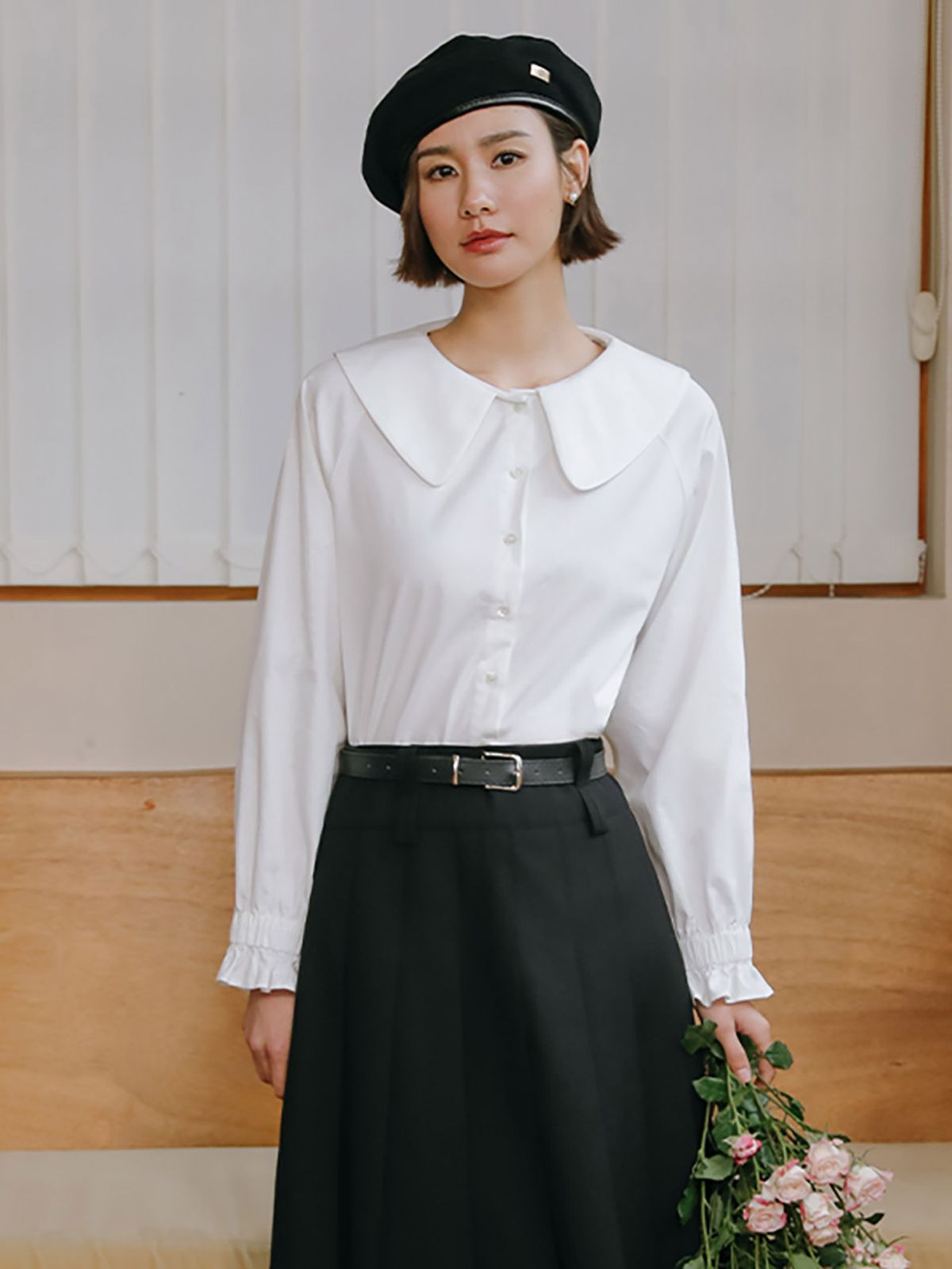 랭썬(LANGSON) LS_White doll collar cotton shirt