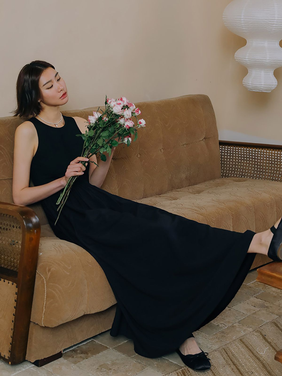 랭썬(LANGSON) LS_Round sleeveless long dress