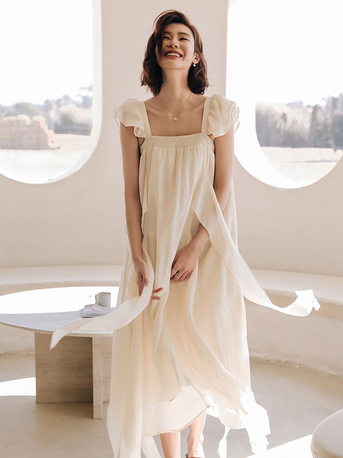 랭썬(LANGSON) LS_White angel sleeveless dress