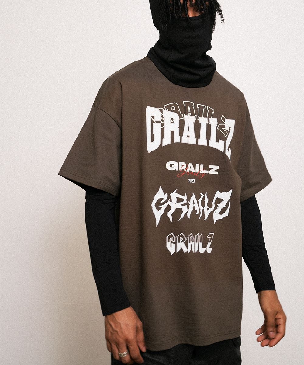 MUSINSA | GRAILZ MULTI LOGO T-SHIRTS [KHAKI]