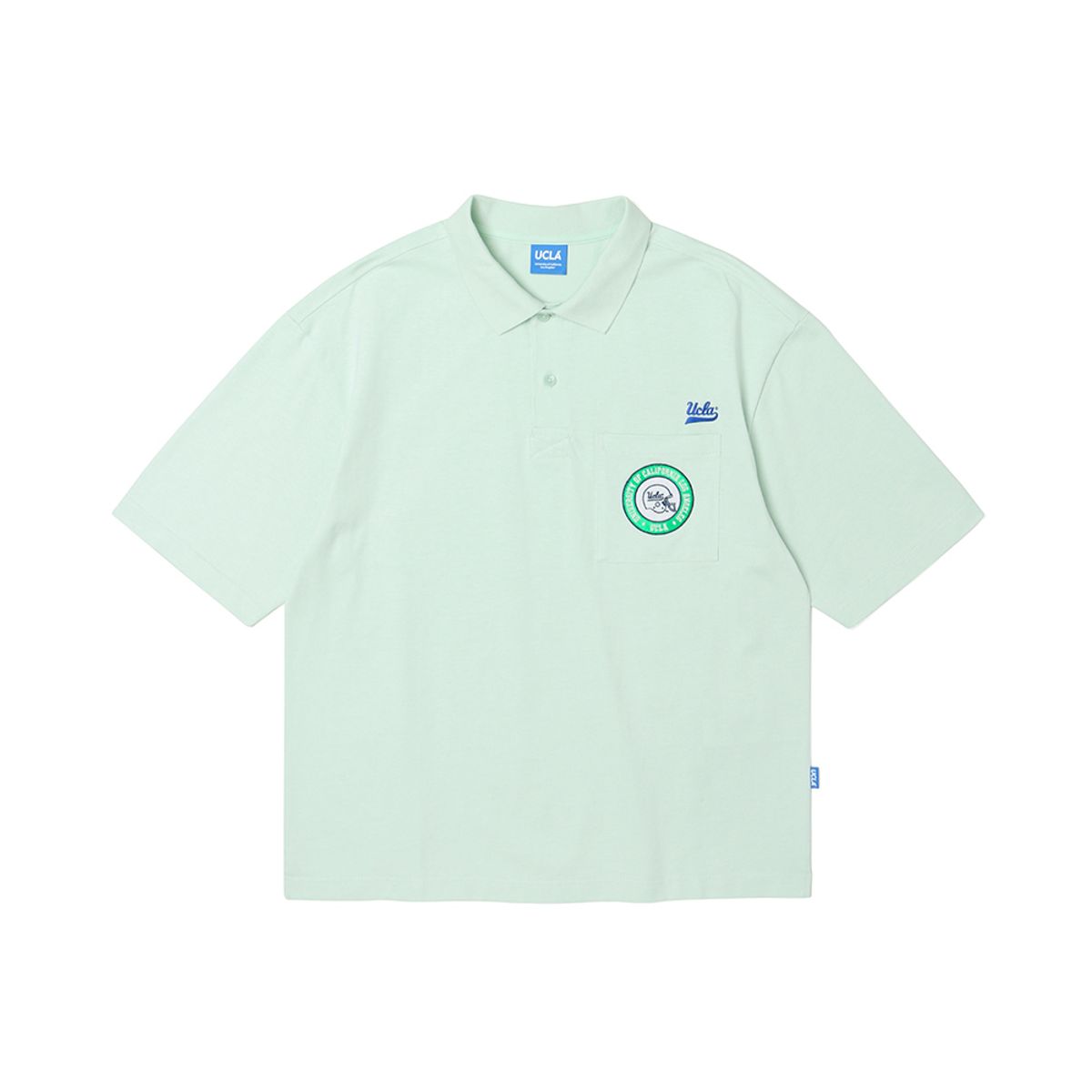 유씨엘에이(UCLA) 와펜 포인트 카라 티셔츠[LT-GREEN](UZ4ST09_67)