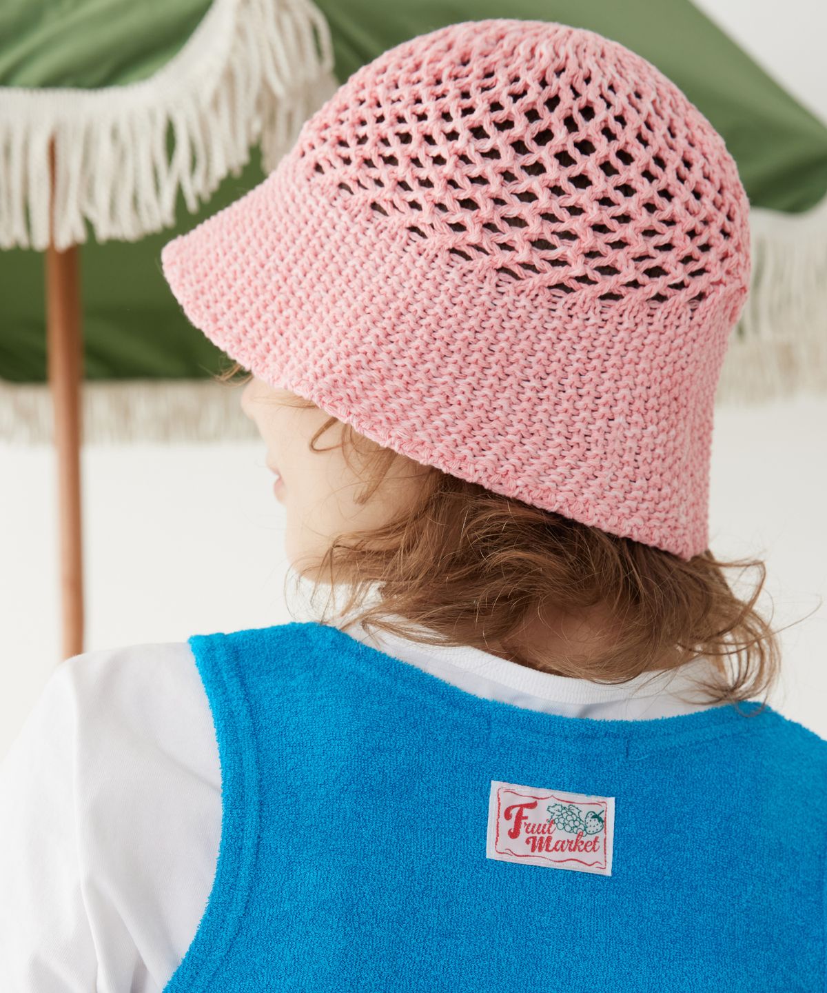 꾸아페(QUAFE) KNIT NET BUCKET HAT_Berry Pink