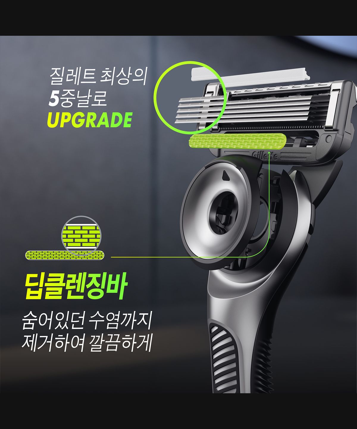 질레트(GILLETTE) 랩스 딥클렌징바 면도기(핸들1입+면도날1입+행어)