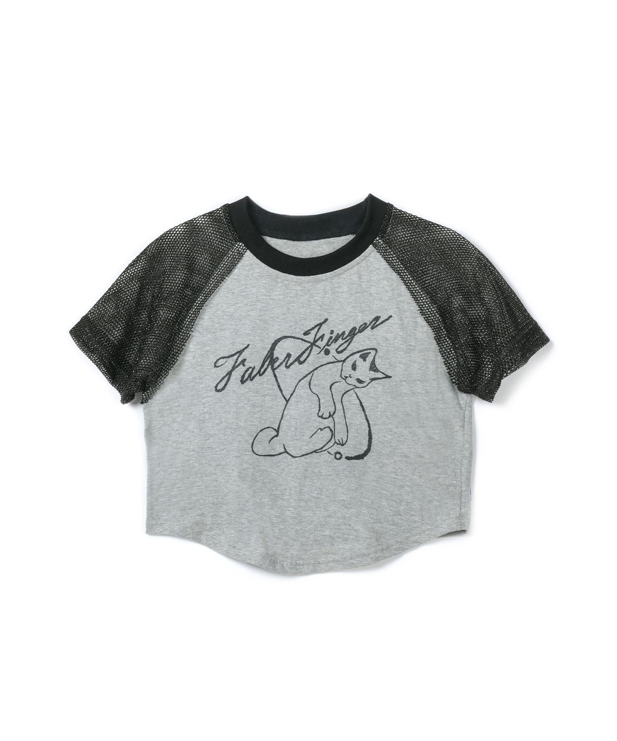 파베르핑거(FABER FINGER) Cat Mash Raglan Sleeve T-shirt (Gray)