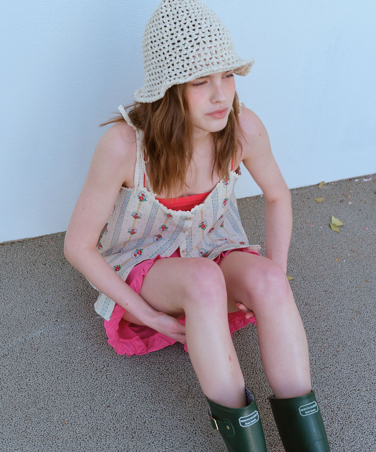 펀프롬펀(FUNFROMFUN) UNEVEN KNIT BUCKET HAT, MELANGE BEIGE