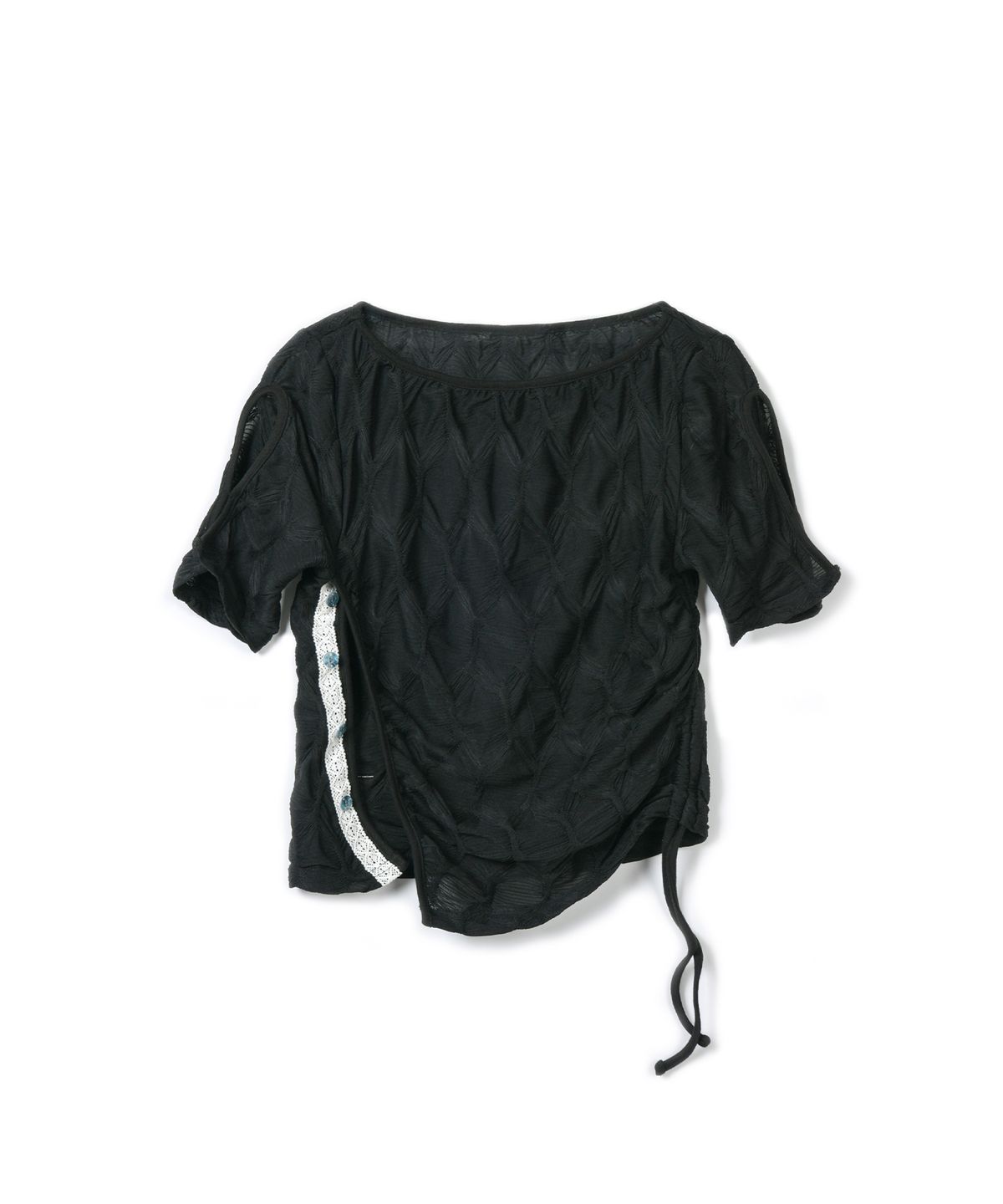 파베르핑거(FABER FINGER) Laced Wrinkle String T-Shirt (Black)