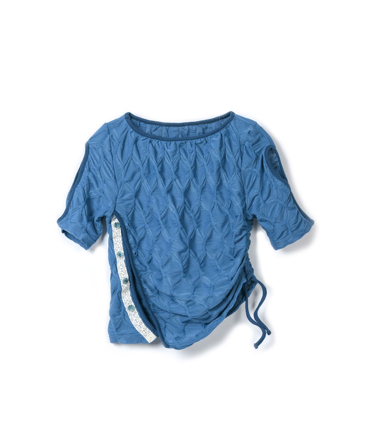 파베르핑거(FABER FINGER) Laced Wrinkle String T-Shirt (Blue)