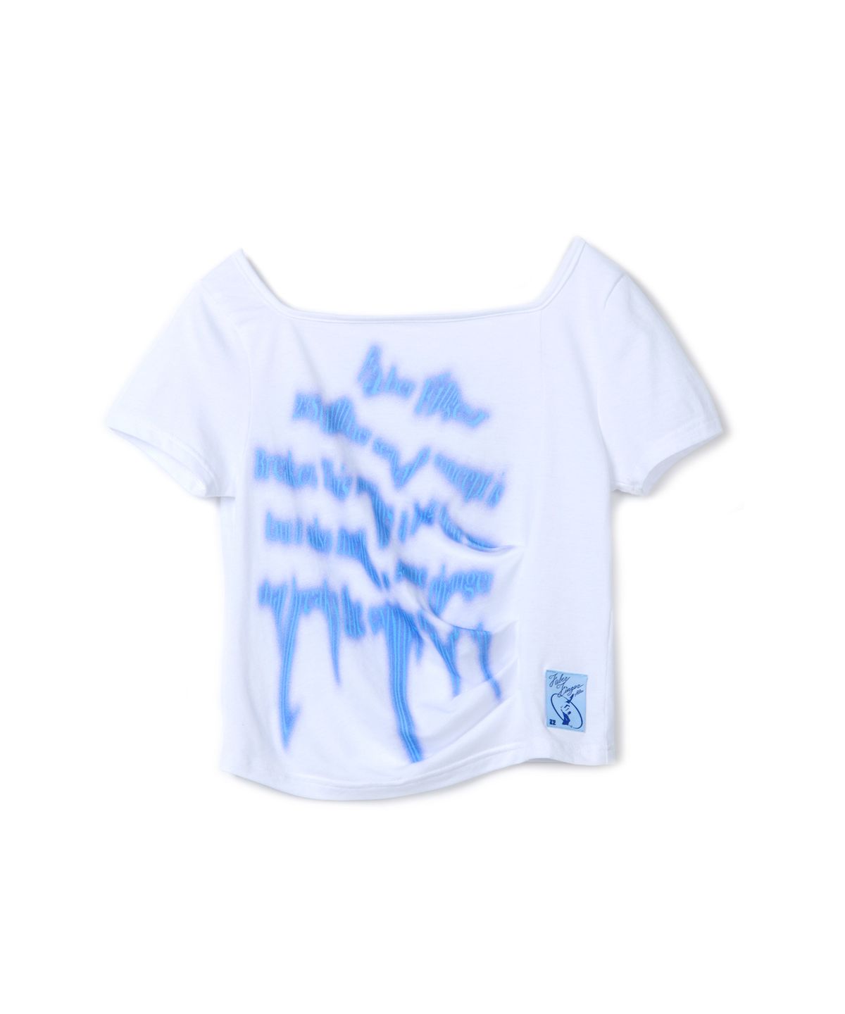파베르핑거(FABER FINGER) Wave Print Shirring T-Shirt (Ivory)