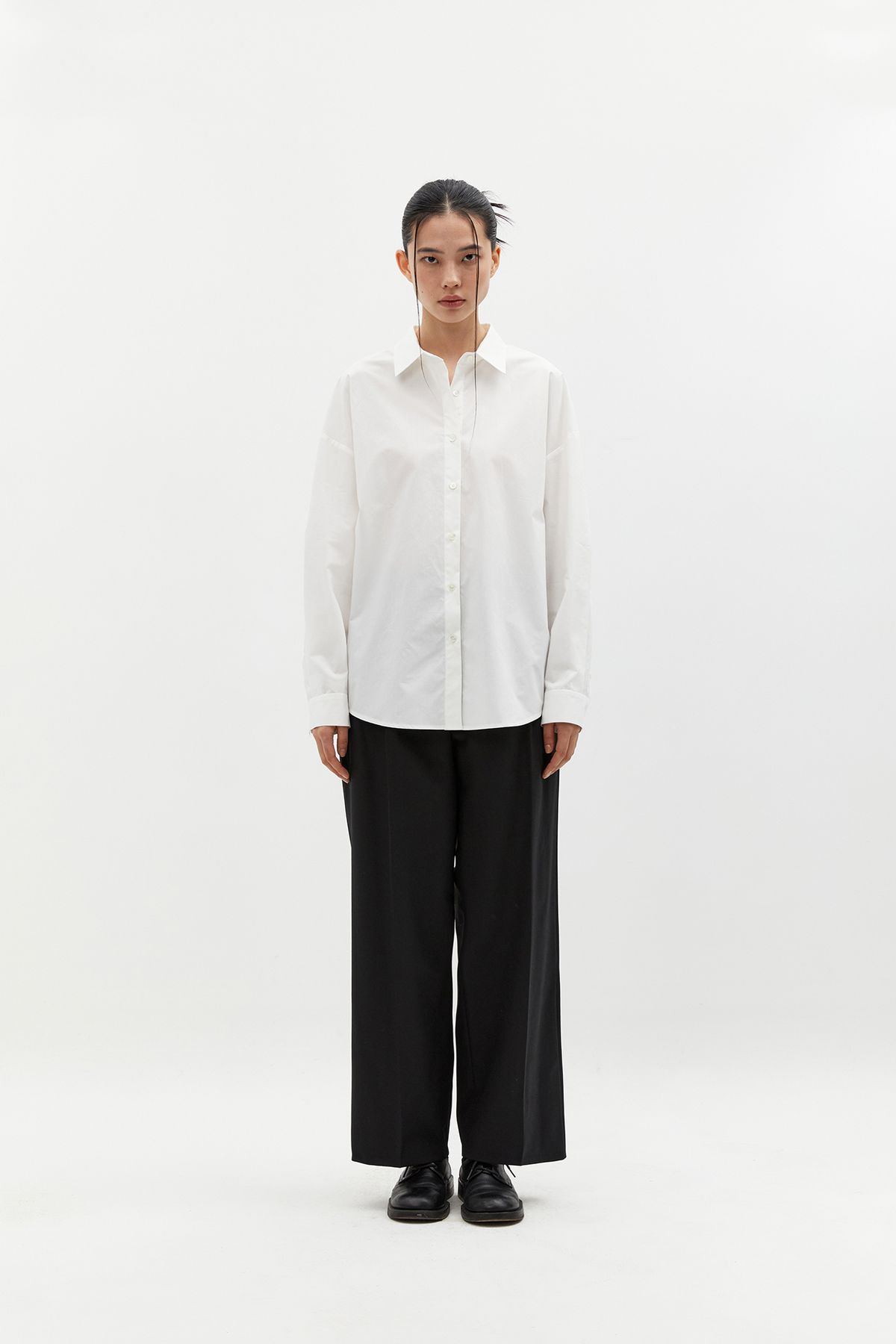 블랑드누아(BLANC de NOIRS) 오버핏 코튼 셔츠 (화이트)