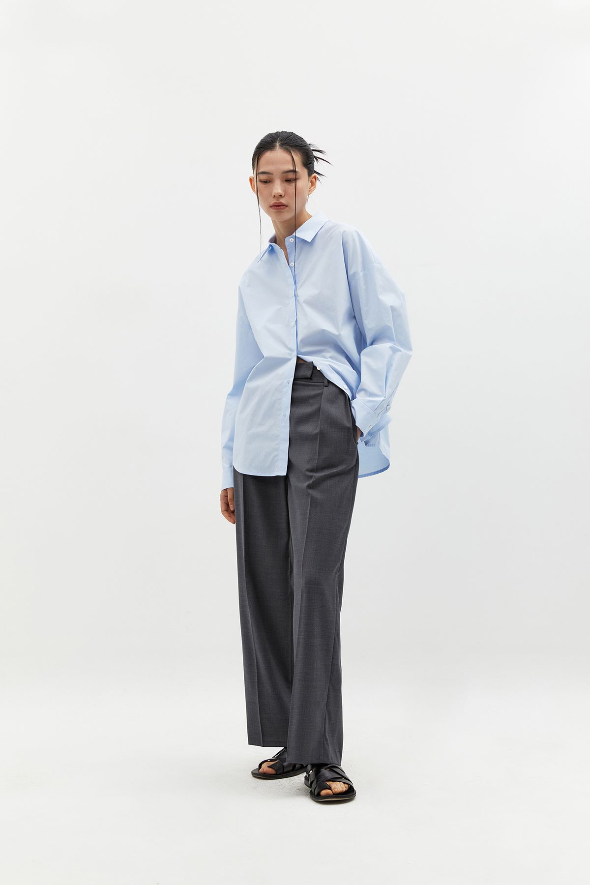 블랑드누아(BLANC de NOIRS) 오버핏 코튼 셔츠 (스카이블루)