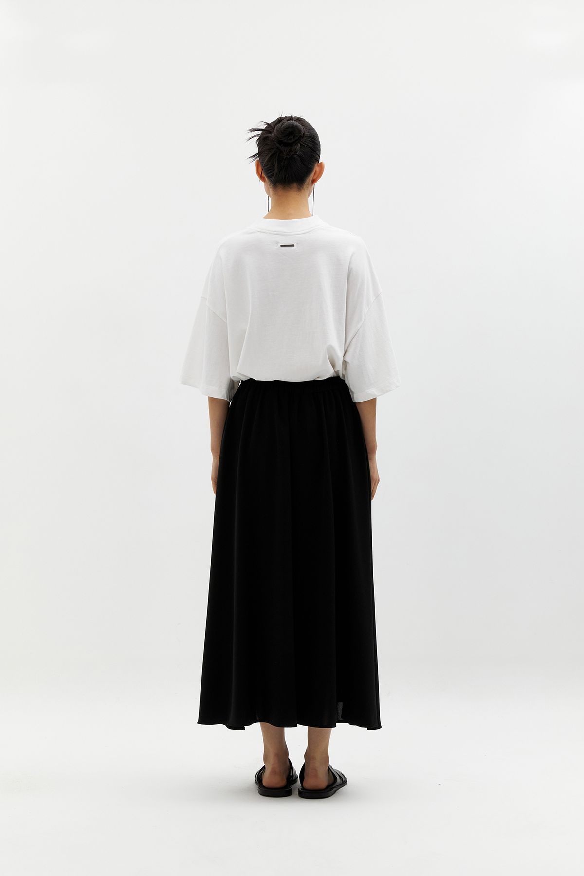 블랑드누아(BLANC de NOIRS) 밀파 밴딩 와이드 스커트 (블랙)