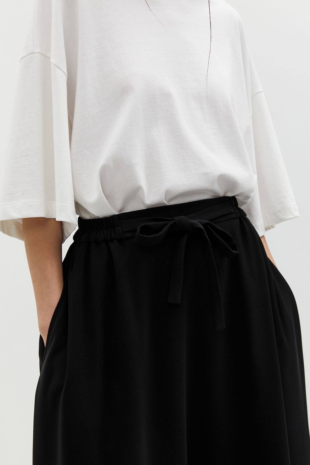 블랑드누아(BLANC de NOIRS) 밀파 밴딩 와이드 스커트 (블랙)