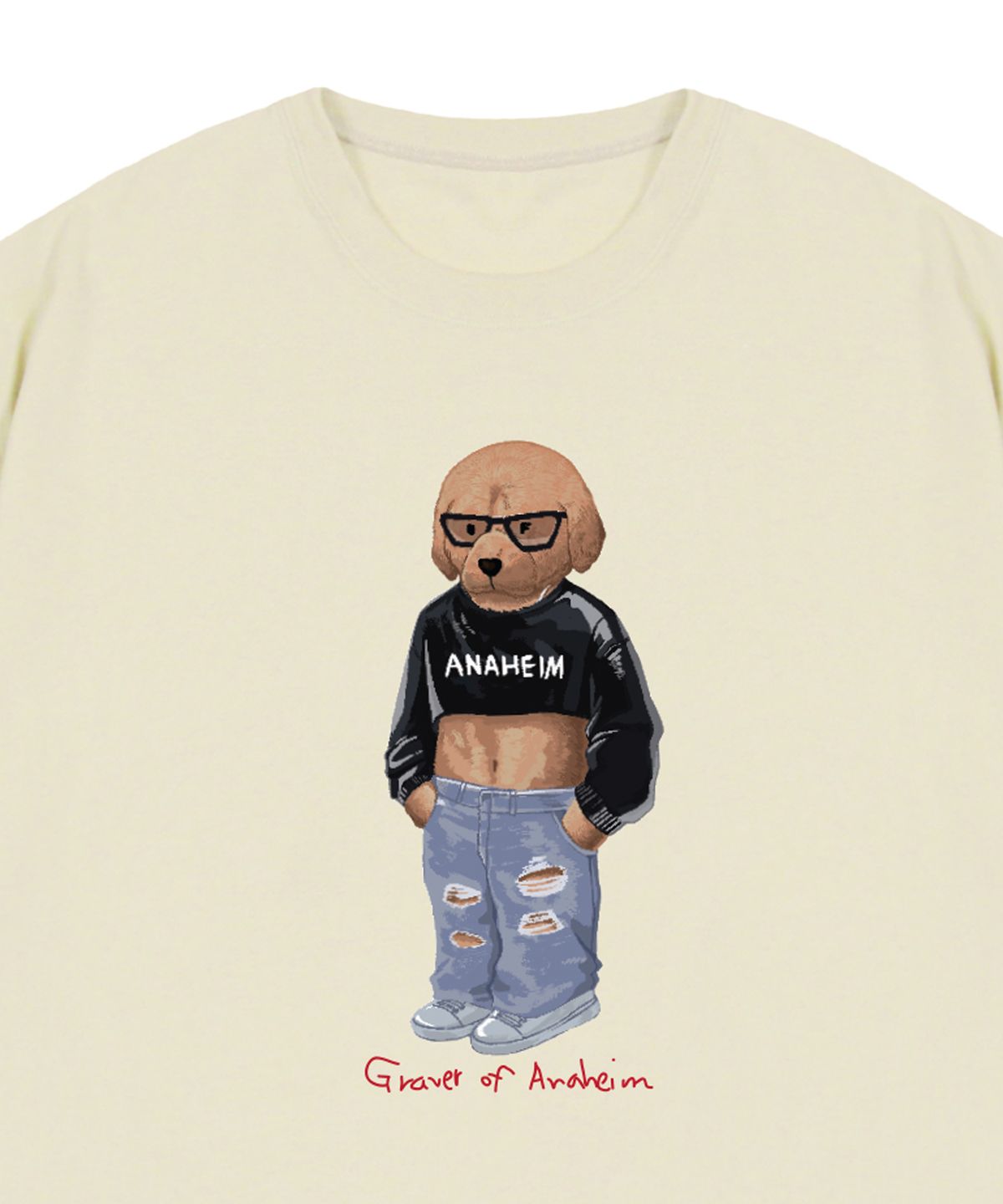 그레이버(GRAVER) [UNISEX]크롭 도그 스트리버 반팔티_샌드베이지
