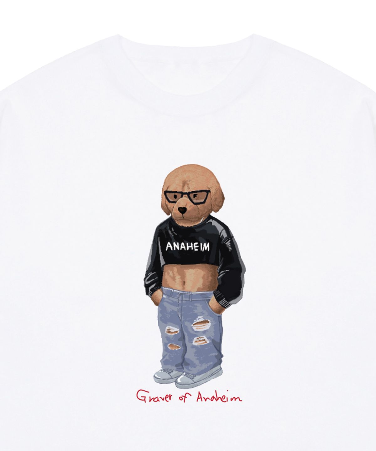 그레이버(GRAVER) [UNISEX]크롭 도그 스트리버 반팔티_화이트