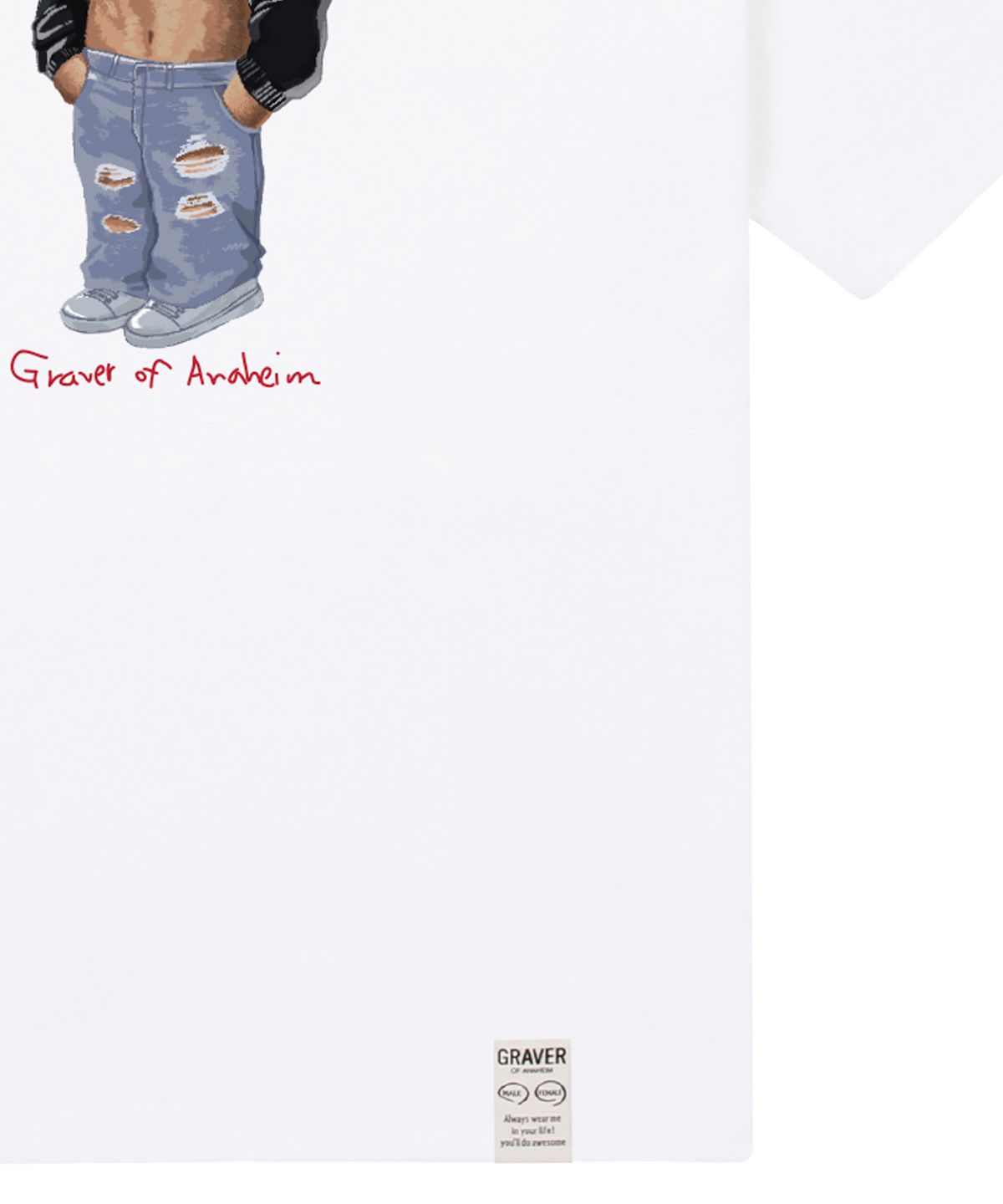 그레이버(GRAVER) [UNISEX]크롭 도그 스트리버 반팔티_화이트