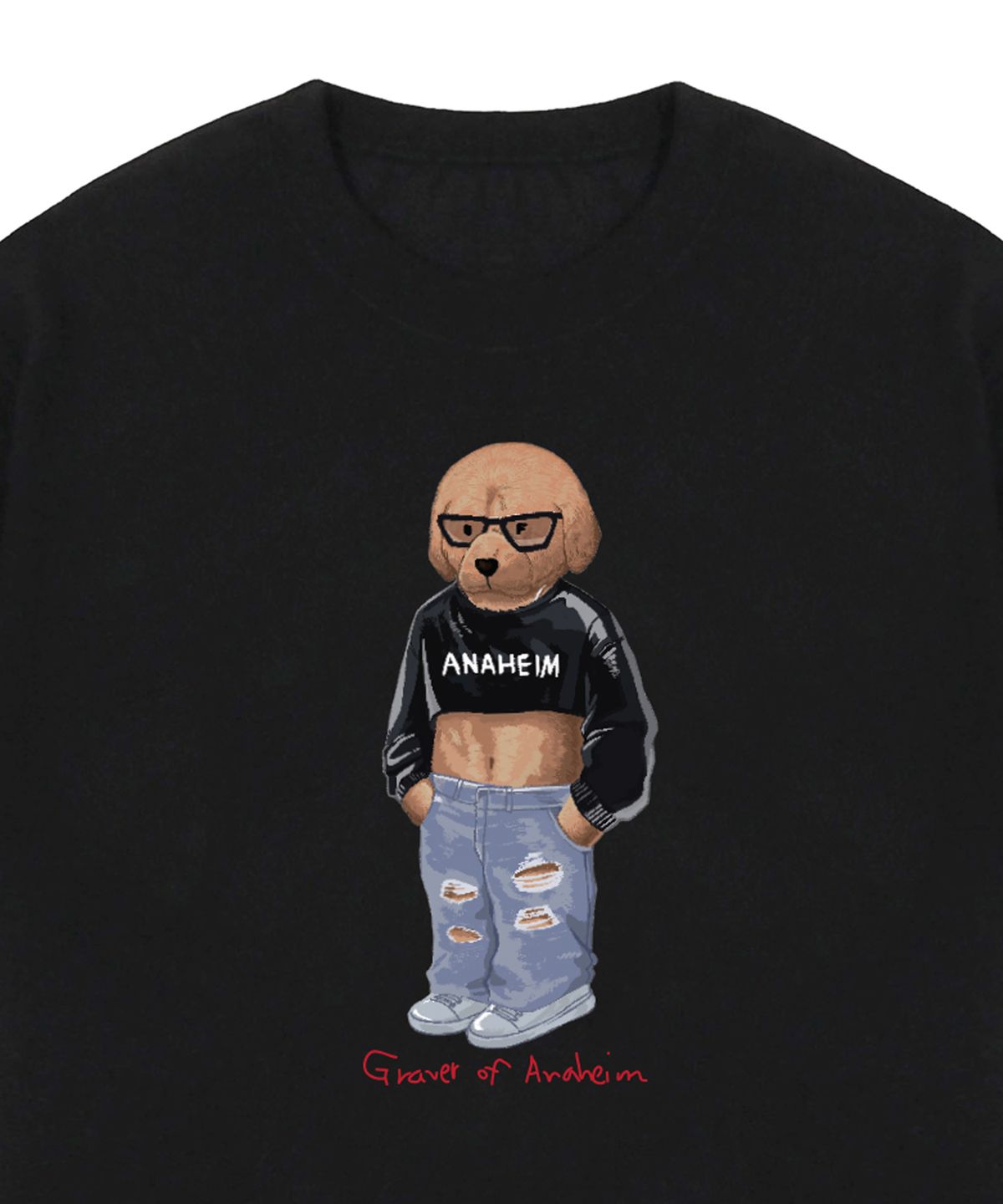 그레이버(GRAVER) [UNISEX]크롭 도그 스트리버 반팔티_블랙