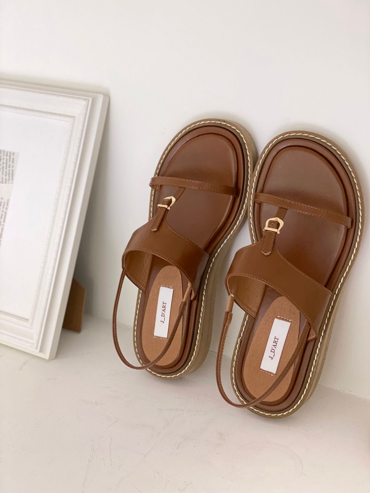 쥬다르(JEU DART) Napoli wedge sandal camel