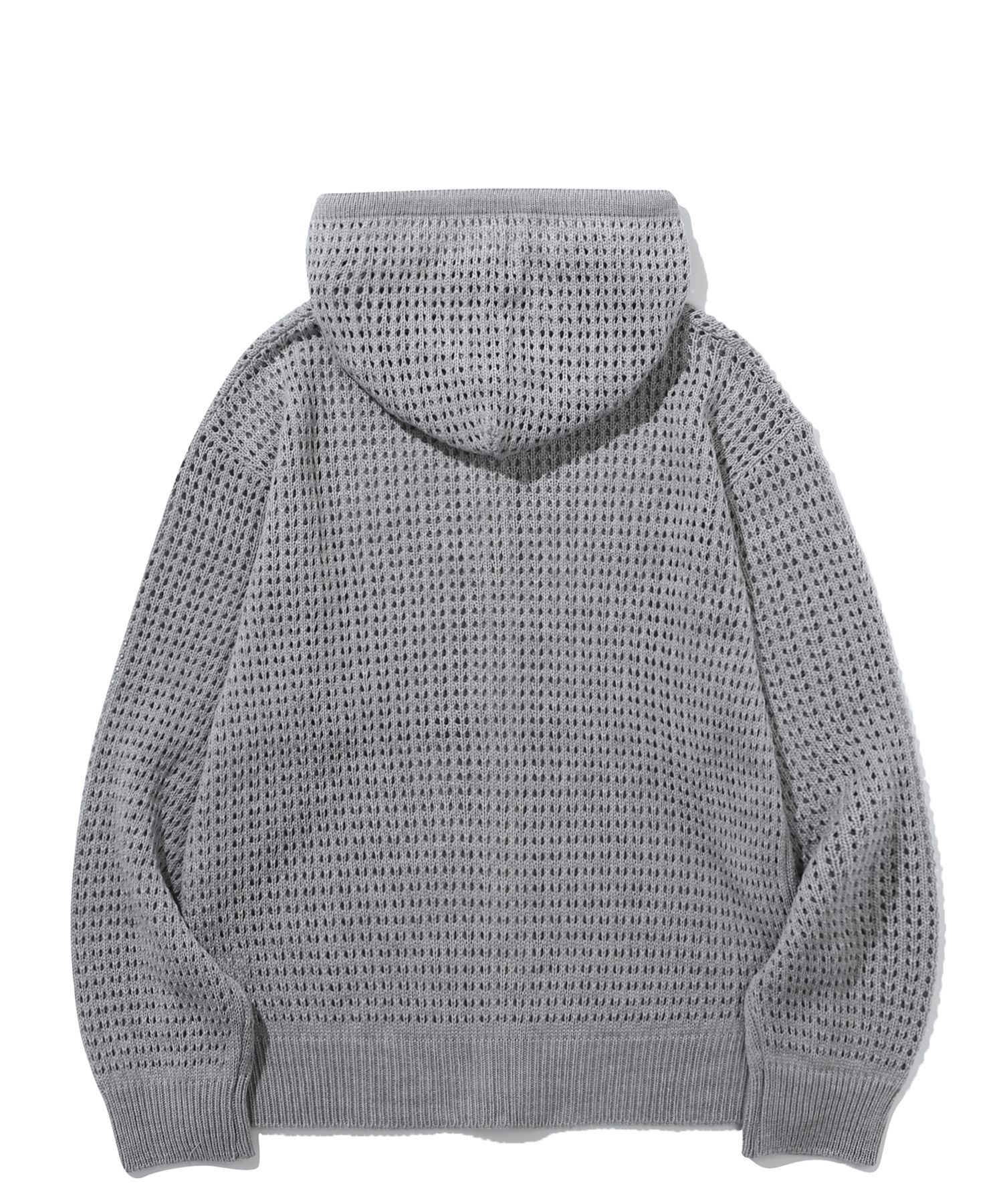 MUSINSA | BASEMOMENT Crochet hood zip-up melange gray