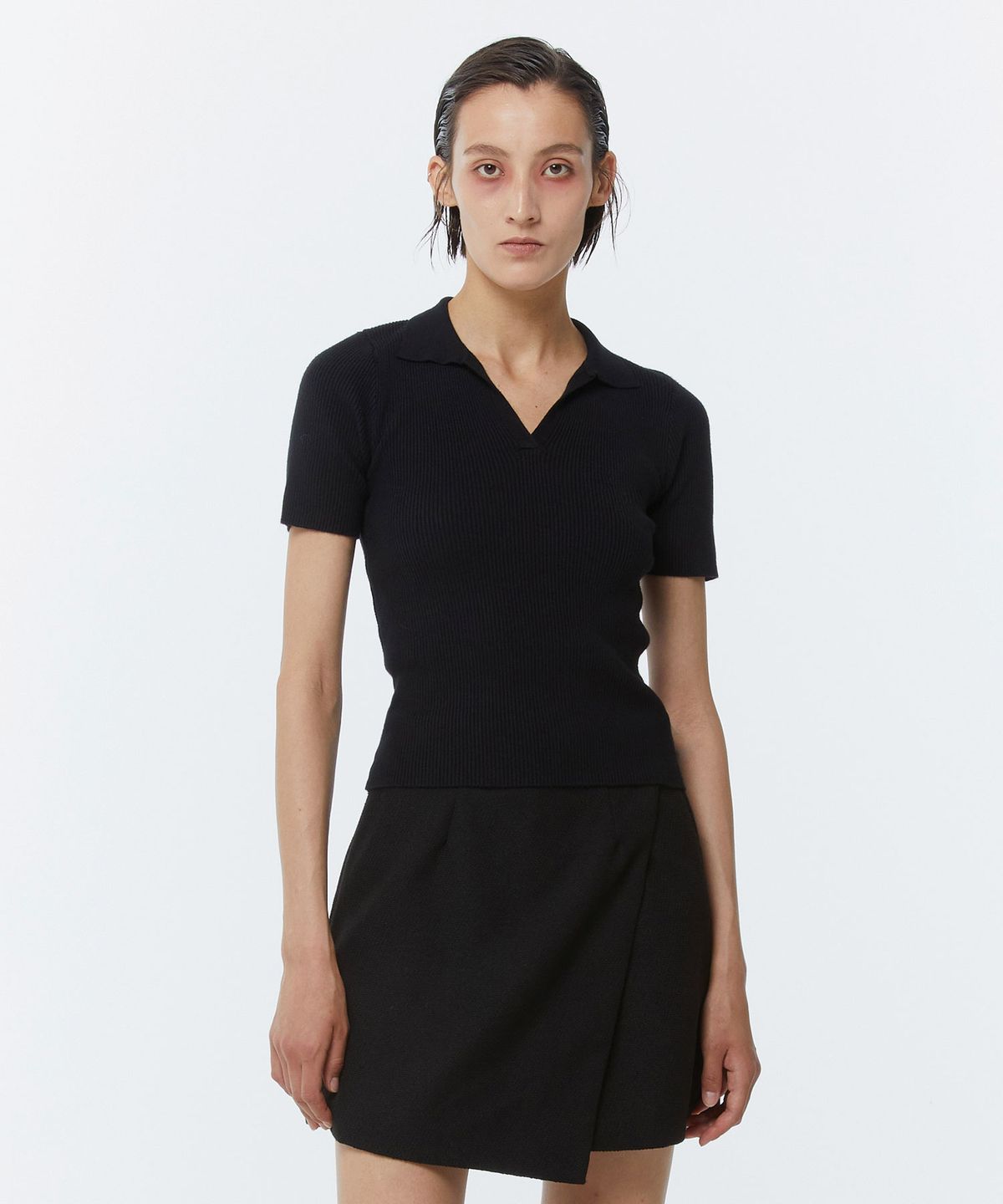 킴도(KIMDOH) WING COLLAR KNIT TOP BLACK
