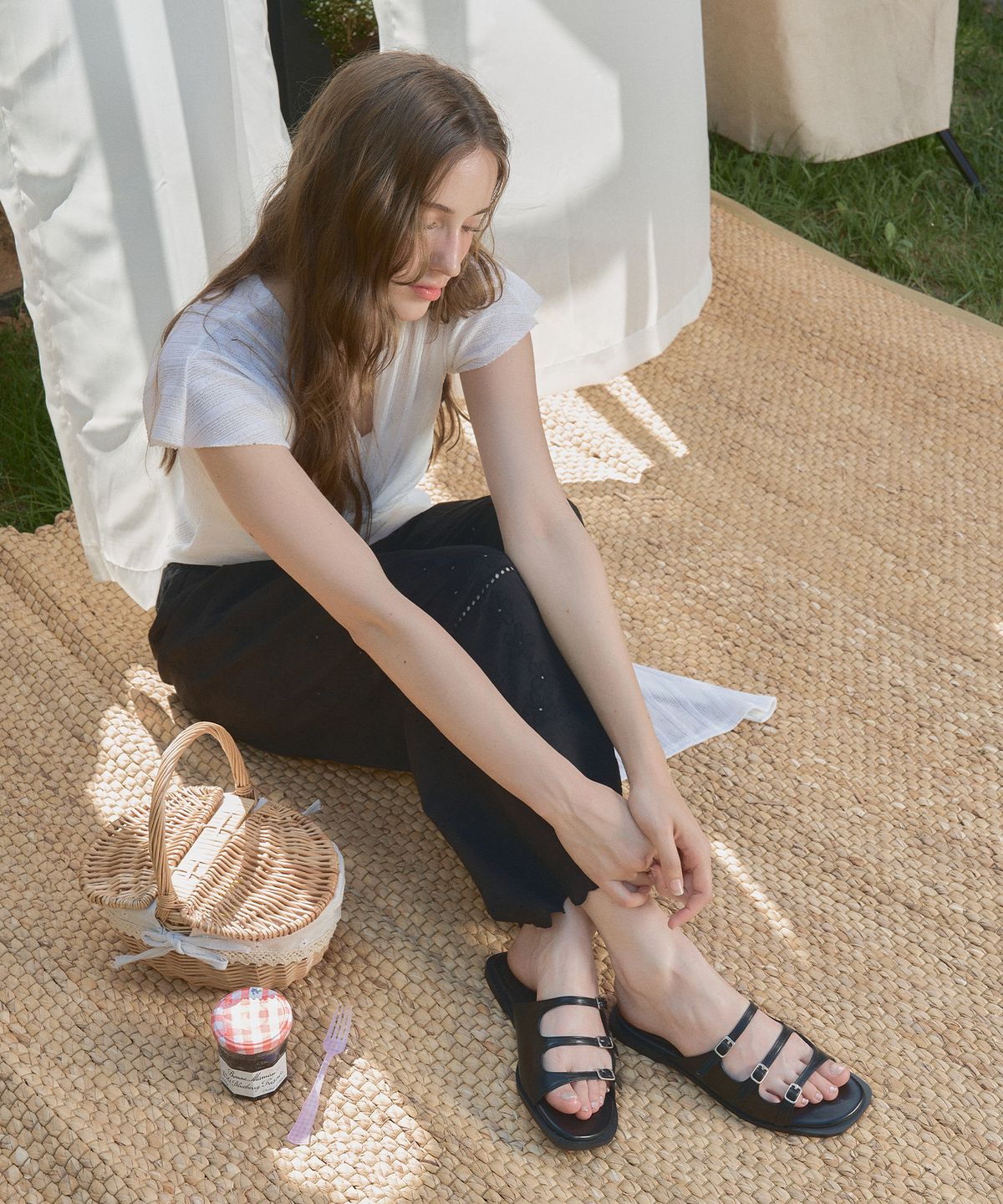슈하이(SHOEHI) 소가죽 라티 스트랩 뮬 S2204(2Colors)
