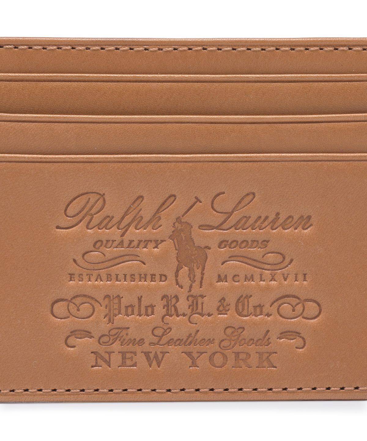 폴로 랄프 로렌(POLO RALPH LAUREN) 빌폴드 카우 레더 카드 케이스 - 베이지