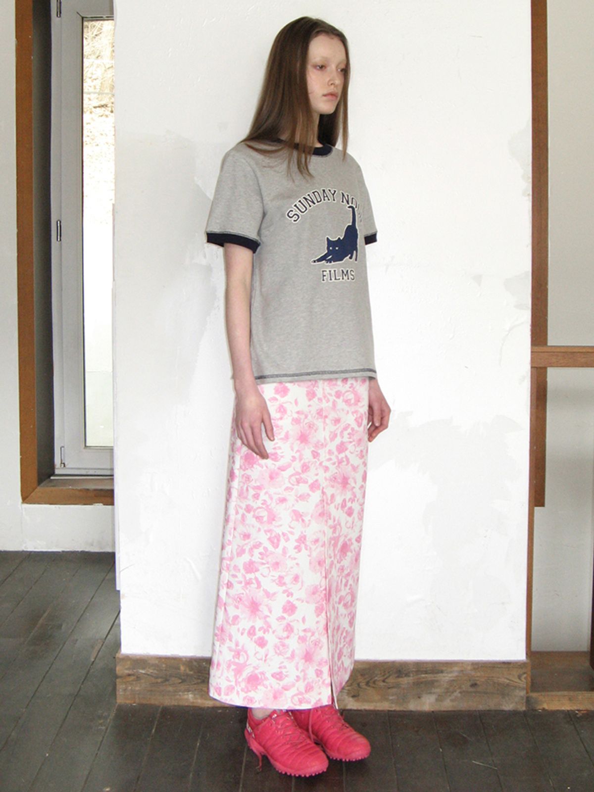 시눈(SINOON) ROSE PRINTED SKIRT (PINK)