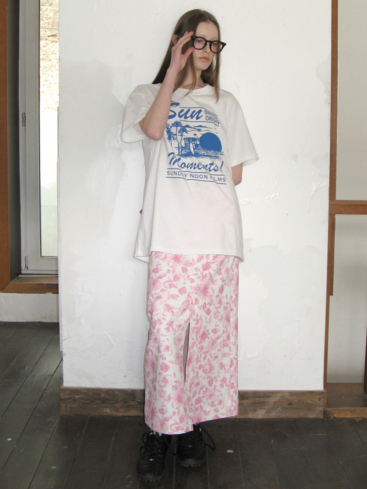 시눈(SINOON) ROSE PRINTED SKIRT (PINK)