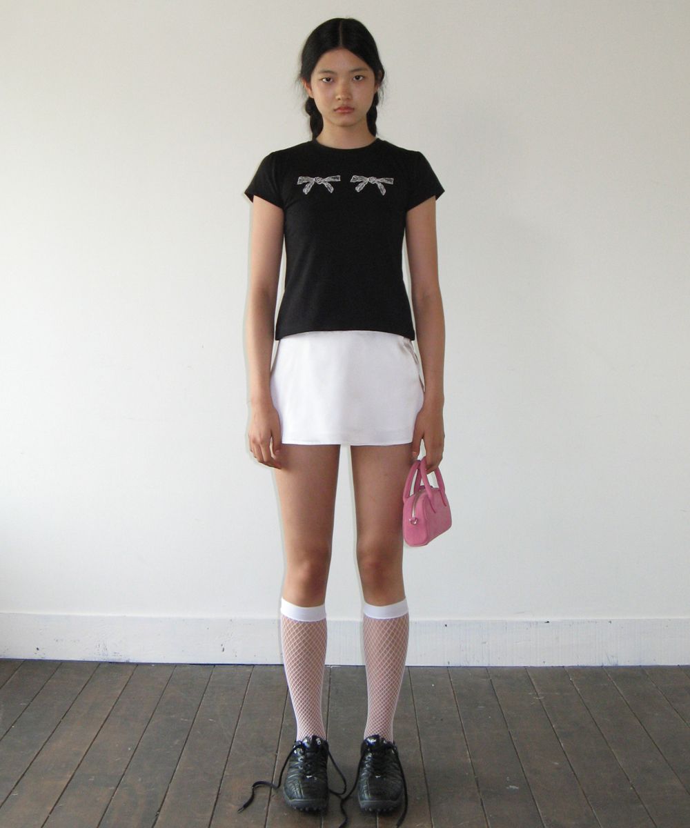 [24S/S] SINOON シヌーン★RIBBON T-SHIRT★リボン T シャツ★ MUSINSA | SINOON RIBBON T-SHIRTS (BLACK)