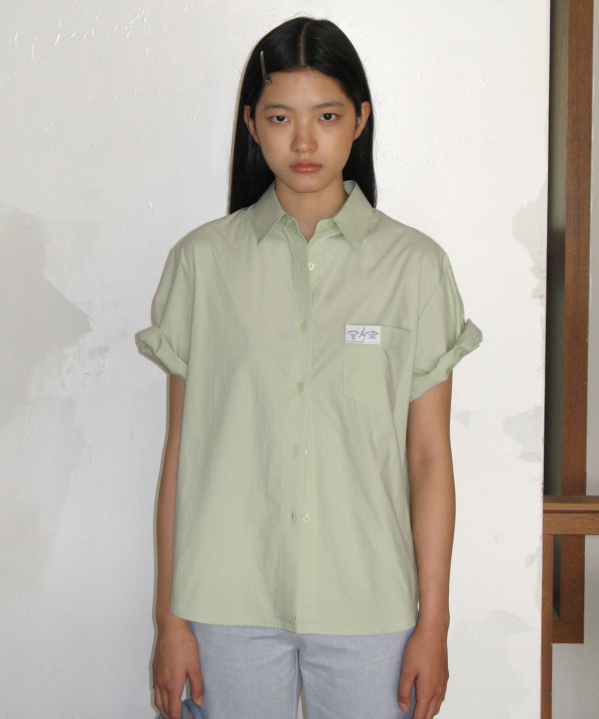 시눈(SINOON) HALF SLEEVE COTTON SHIRT (MINT)