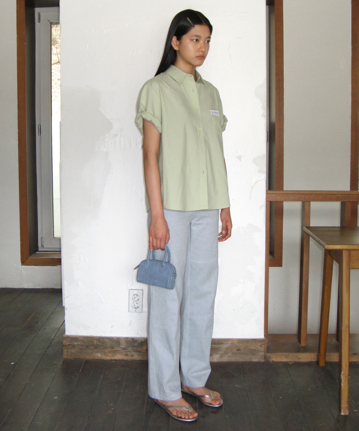 시눈(SINOON) HALF SLEEVE COTTON SHIRT (MINT)