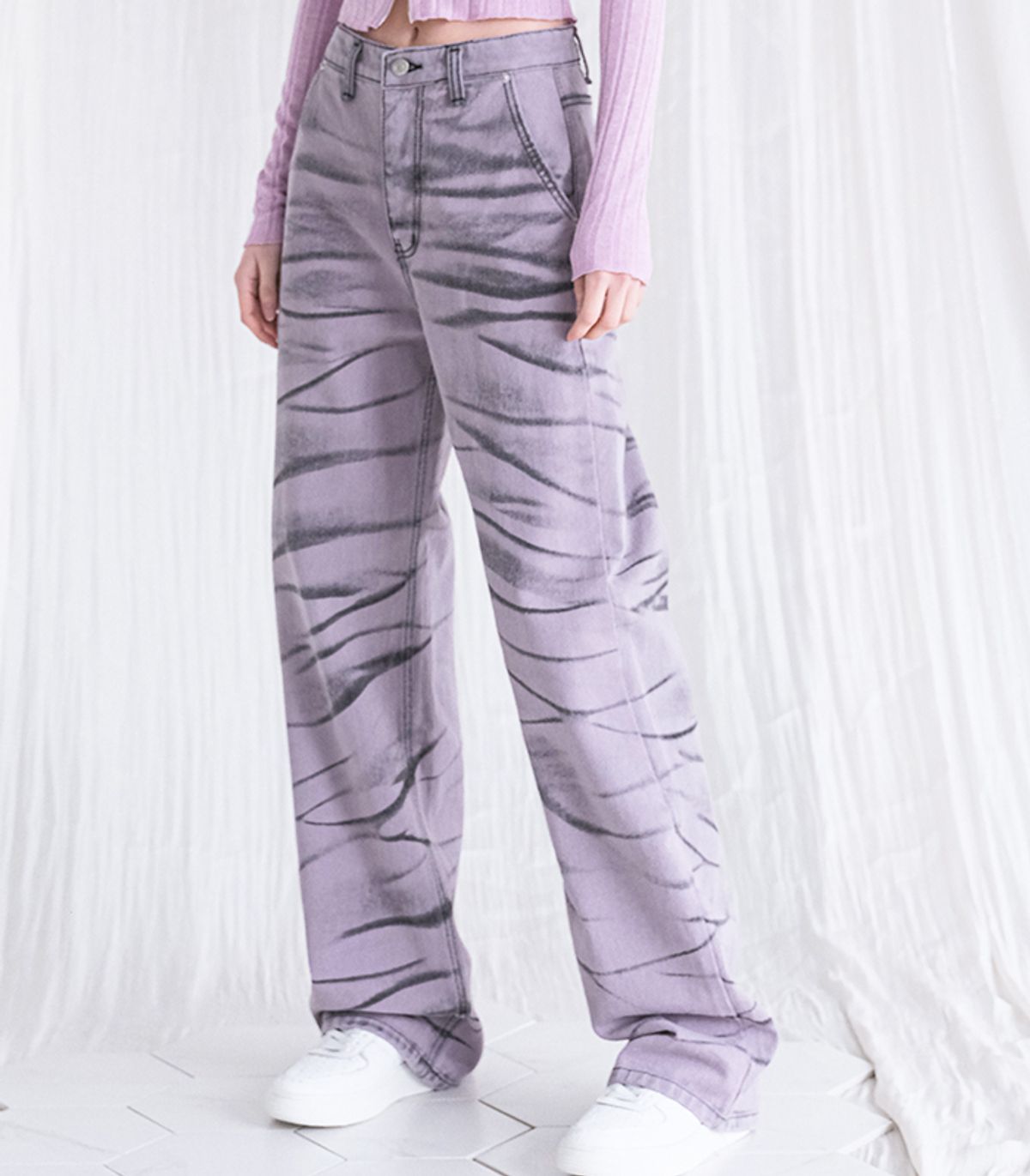 어반드레스(AVANDRESS) zebra wide denim pants PINK