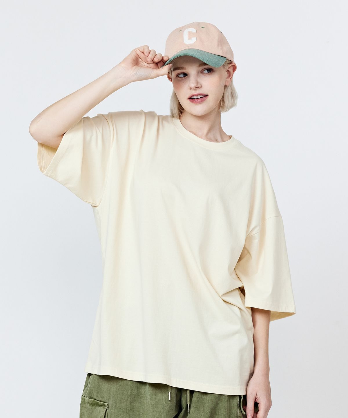 카고브로스 포 우먼(CARGOBROS FOR WOMAN) 오가닉 크루넥 반팔 티셔츠 (바닐라)